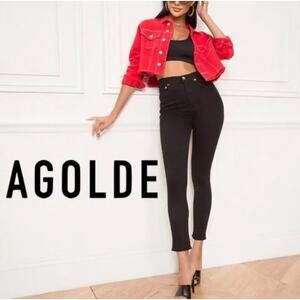 Agolde Black Roxanne High Rise Skinny Jeans 28x30 Stretch Designer USA $198